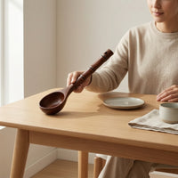 Long-Handled Wooden Ladle with Hanging Hole Deep-Bowl Wooden Ladle Heat-Resistant Serving Spoon Smooth for Cooking