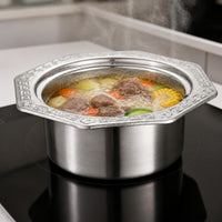 Individual Stainless Steel Hot Pot with Lid, Induction Cooker Compatible