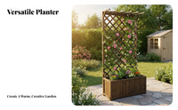 Trellis Planter Box Anti Planter Box with Trellis Carbonized Finish Wooden Climbing Plant Support for Gardeners, Homeowners, Patio, Backyard