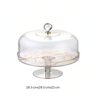 Cake Stand with Dome Faceted Cloche with Pedestal Clear for Cafes, Hosts, Bakers