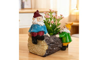 Dwarf Figurine Planter Creative Design Dwarf Figurine Pot Brightly Painted Gnome Flower Pot for Balcony, Desktop, Office Desk