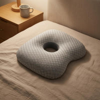 Pressure Relief Ear Hole Pillow Soft Side Sleeper Pillow Dipped Edge Contoured Cushion Rounded Corners