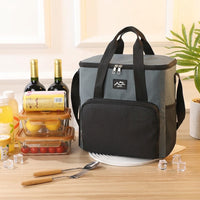 Cool Bag for Picnic Bag Use with Shoulder Strap, Thermal Bag with Mesh Pockets and Front Pocket, Oxford Cloth Delivery Bag for Camping BBQ
