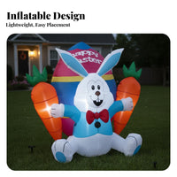 Built-in LED Lights Lighted Easter Inflatable Weatherproof Inflatable Easter Bunny Weather-Resistant for Children, Families, Garden, Party
