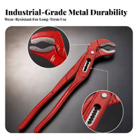 Sliding Adjustment Quick-Adjustable Plier Red Handles Angled Jaw Plier