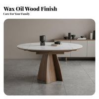 Expandable Square-to-Round Extendable Table Minimalist design Extendable Table with Chairs Space-Saving Dining Room Set Sintered Stone Top for Apartment Dwellers, Families, Homeowners, Small Spaces, Home