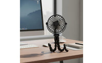 USB Rechargeable Flexible Fan Portable Stroller Fan Lightweight for Office Workers, Students, Dorm, Travel, Car Seat