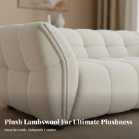 French Cream aesthetic blossombackrest Straight Sofa Wabi-Sabi Aesthetic Living Room Seating fluffyLike Comfort Couch Designer Inspired for Design aficionados, Interior Designers, Apartment Dwellers, Lounge Area, Showroom, Studio, Office