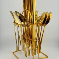 Space-Saving Cutlery Organizer with Metal Rack Compact Countertop Utensil Organizer Modern Kitchen Utensil Holder Elegant for Dining Room