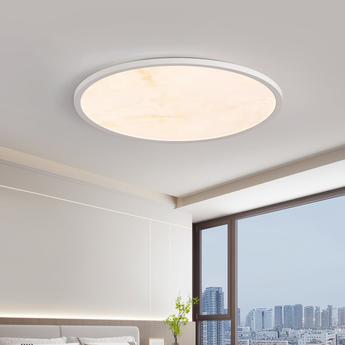 Mid-Century Modern Ceiling Light with Walnut Finish and Full Spectrum LED