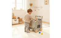 Toy Kitchen Cart Educational Rolling Play Cart Child Wooden Play Kitchen for Young Children, Playroom