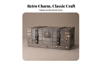 Rivet Details Decorative Storage Chest Distressed Gray Vintage Wooden Chest