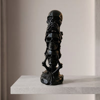 3D-Printed Stacked Skull Sculpture Spooky Skull Sculpture Compact Skeleton Ornament Decorative for Entryway