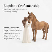 Hand-Painted Girl Horse Figurine Gift, Decorative Horse Ornaments for Home, Handcrafted Resin Sculpture, Symbol Friendship Horse Ornaments