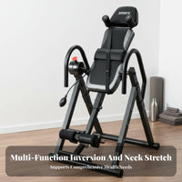Adjustable Incline Inversion Table Comfortable Ankle Holders Weight-Assisted Inversion Machine Heavy Duty Back Stretcher Table Foldable Design for Home Use