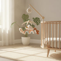 Baby Mobile with Music Box Soft Fabric Crib Mobile Music Box Rotator Clamp-on for Newborn