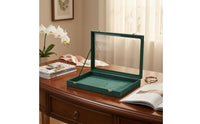 Transparent Cover Velvet Jewelry Box Metal Clasp Display Jewelry Box Flocked Textile Accessory Storage Rectangular