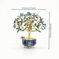 Peaches Tree with Golden Simian-Tone Peaches Tree Ornament Enamel-Style Sculpture for Homeowners, Entryway Table