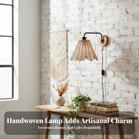 Woven Paper Rope Lampshade Handwoven Woven Lamp Shade Boho Design Brightness Shade Vintage Inspired Natural Fiber Lampshade