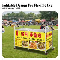 Street Vending Cart Multi-Functional Foldable Snack Stall With Wheels Street Mobile Vending Unit for Small Business Owners, Entrepreneurs