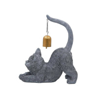 Japanese Design Cat Figurine with Bell Desktop Companion Resin Cat Figurine Fade-Resistant Home Decoration Waterproof for Living Room, Garden