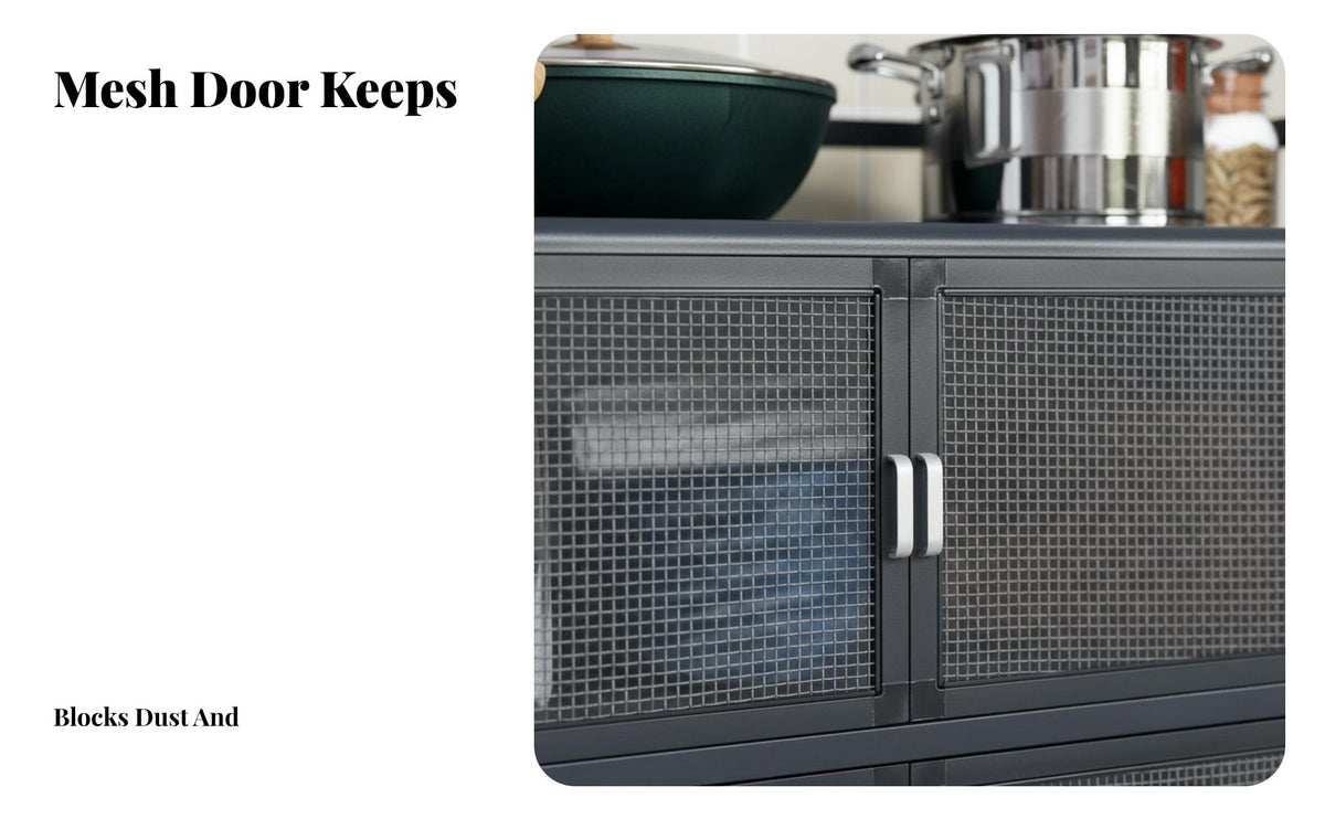 Kitchen Storage Unit Storage Cabinet Large Capacity Multi-Layer Food Pantry Sturdy and Cabinet with Mesh Doors for Cooks, Bedroom, Hallway, Washroom