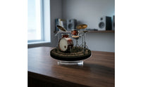 Holiday Gift Acrylic Drum Kit Model Music Themed 2D Acrylic Drummer Ornament Collectible 2D Drum Set Ornament Exquisitely Crafted for Drummers, Musicians, Office Desk, Bookshelf