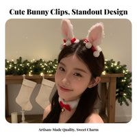 2 Pieces Christmas Hare Hair Fastener S Festive Hare Ear Hair Fastener S Soft Hare Ear Hairpins Cute Design Soft Sphere
