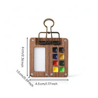 Watercolor Palette with Binder Clip Small Watercolor Palette with Clip Wooden Paint Box for Journalers