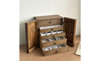 Tabletop Jewelry Cabinet Rustic Jewelry Cabinet with Drawers Enclosed for Dresser, Vanity