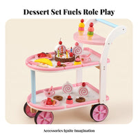 Curved Handle Pretend Dessert Cart Storage Plaything Dessert Cart
