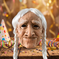 Old Lady Face Covering Realistic Old Woman Face Covering Creepy Costume for Adults