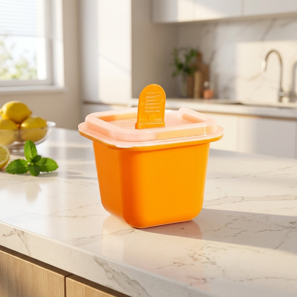 Ice Maker for Baby Food and Summer Dessert, Single Square Cube Tray with Easy Release Design, 50ml Capacity Tray Lid Included, Home Use Style