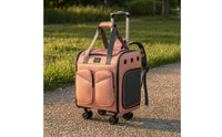 Telescoping Handle Suitcase-Style Pet Carrier Mesh Ventilation Rolling Pet Carrier Wheeled
