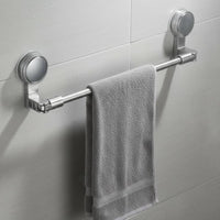 Suction Cup Towel Rack Space Saving Extendable Towel Bar Waterproof No-Tools Required Washroom Shelf for Renters, Shower, Kitchen