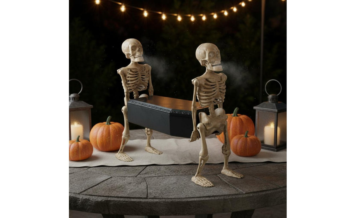 Skeletons Carrying Casket decor Scary Casket Carrier Skeleton Sound Effects Holiday Decor for Halloween Party