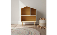 Pretend Play Wooden Dollhouse Educational Wooden Dollhouse Shelf Easy Assembly House Shaped Bookcase for Girls, Young Children, Playroom, Nursery