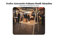 Easy Assembly Wooden Market Stand with Canopy Spacious Countertop Foldable Wooden Market Booth Foldable Vendor Stall for Artisans, Artisan S, Small Business Owners, Night Markets, Street Fairs, Trade Exhibit S, Backyard Parties