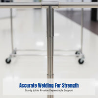 Garment Rack with Wheels, Foldable Metal Display Stand, Adjustable Bar, Display