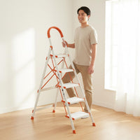 Foldable 4-Step Household Ladder Heavy Duty Folding Step Ladder Non-Slip Feet Comfort Grip Handle for Garage