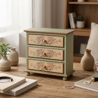 Tabletop Storage Cabinet Vintage Desktop Organizer Tabletop Cabinet Hand-Painted Drawer Organizer Compact for Women, Vanity