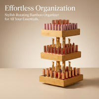 Bamboo Rotating Makeup Organiser, Large Capacity Cosmetic Storage, 3 Tier Vanity Organiser, Skincare Storage for Dresser, Organizer