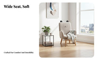 Comfortable Upholstered Lowspine Chair Supportive spinerest Upholstered Lounge Seat with Wood Legs Space-Saving Single Sofa Modern Design for Nursing Mothers, Homeowners, Nursery, Bedroom, perusing alcove, Reception Area