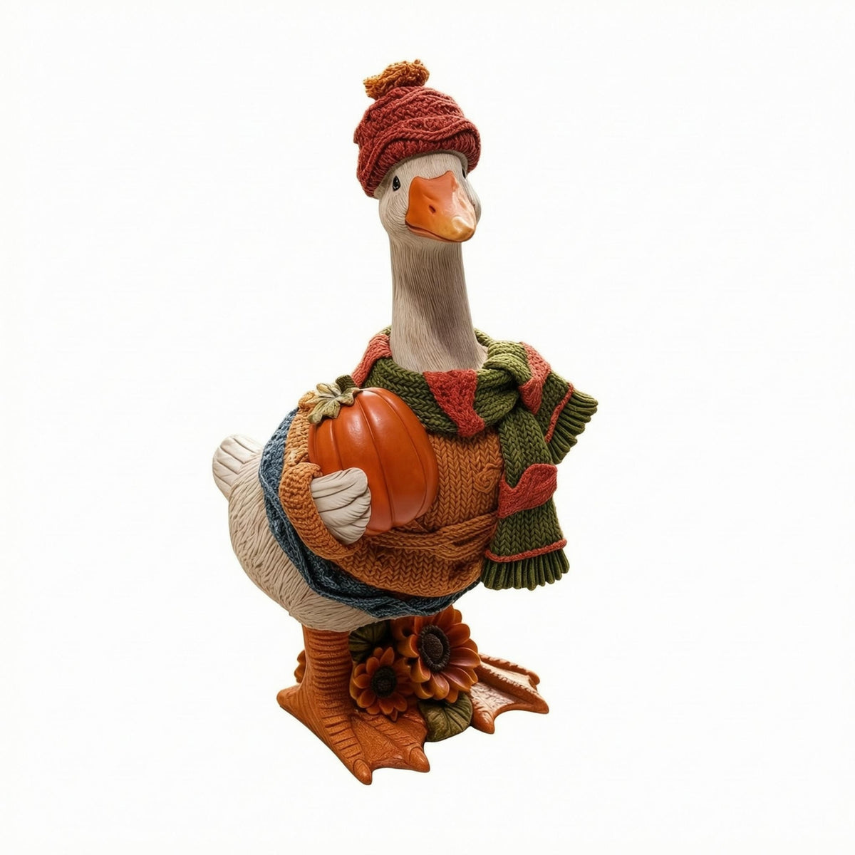 Pumpkin Duck Ornament Hand-Crafted Decorative Duck Figurine Resin Home Decoration