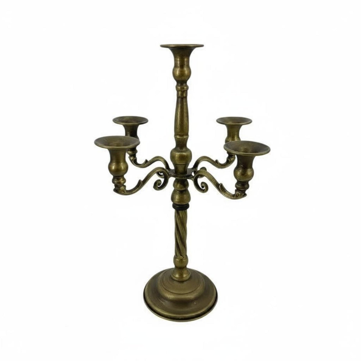 Romantic Atmosphere 5-Arm Candelabra Ornate Design Bronze Candle Stand Wrought Iron Branch Candle Holder Freestanding for Wedding, Dining Room, Party