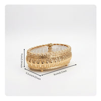 Ornate Jewelry Box with Transparent Lid Vintage-Inspired Oval Trinket Box Elegant Filigree Jewelry Organizer Compact for Collectors