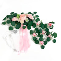 7 Pieces Wedding Car Flowers with Ribbons Romantic Wedding Car Decoration Ribbon Set Easy to Install for Brides, Chair Backs