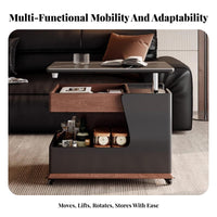 Adjustable Sofa Side Table With Wheels Rolling Side Table Multi-Functional Mobile Bedside Cabinet for Remote Workers, Homeowners, Bedroom, Home Office