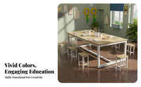 Ergonomic Design Kindergarten Art Table Easy to Clean Kids Table and Chairs Set Floor Protecting Feet Toddler Study Desk and Chair Set Sturdy Steel Frame for Students, Preschoolers, Classroom, Tutoring Center, Daycare, Playroom