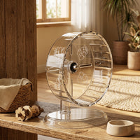 Silent Hamster Wheel with Stand Included, Clear Running Wheel, Large Exercise Wheel Cage Accessory for Syrian Hamsters, Quiet Use